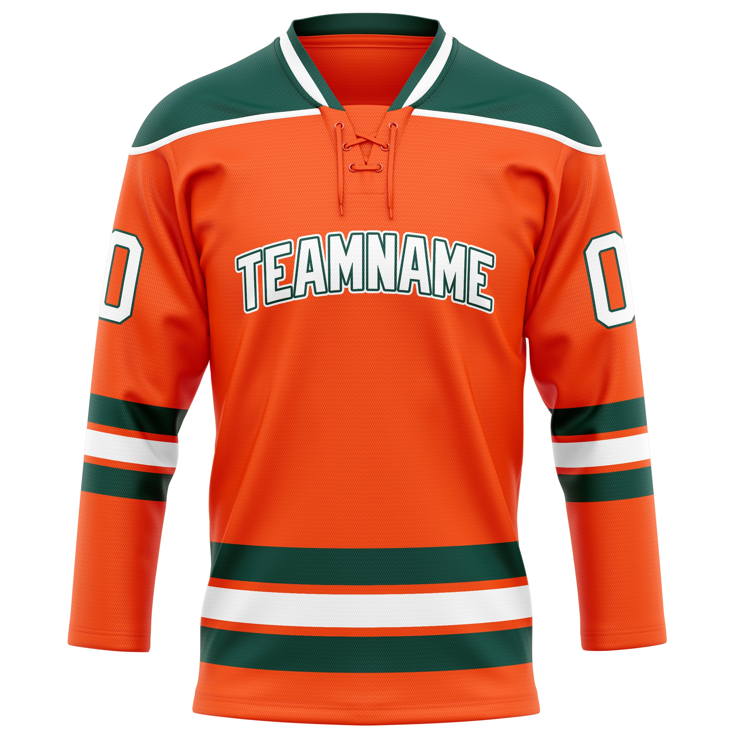 Maßgeschneidertes Professionelles Orange Kelly Grün Eishockeytrikot