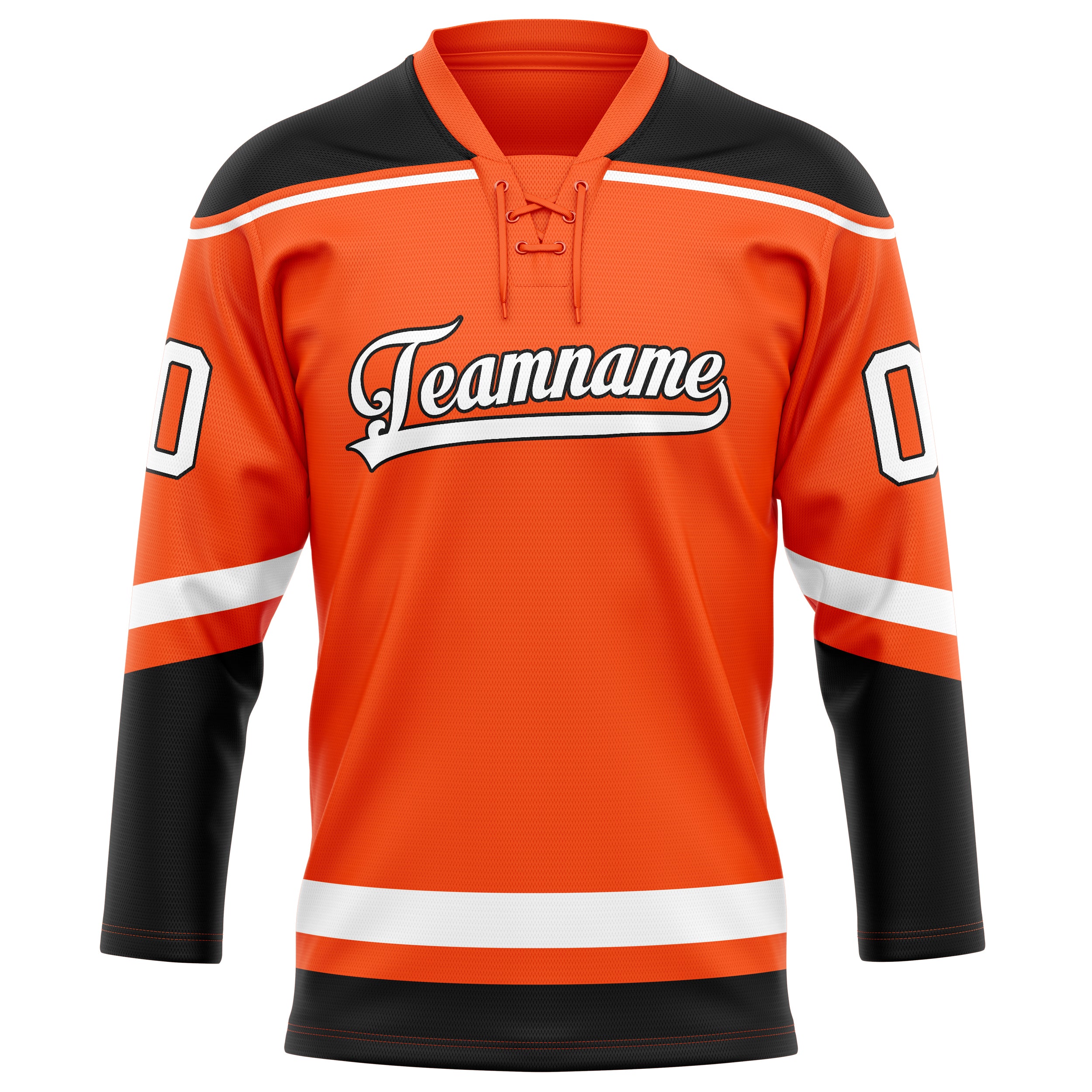 Maßgeschneidertes Professionelles Orange Schwarz Eishockeytrikot