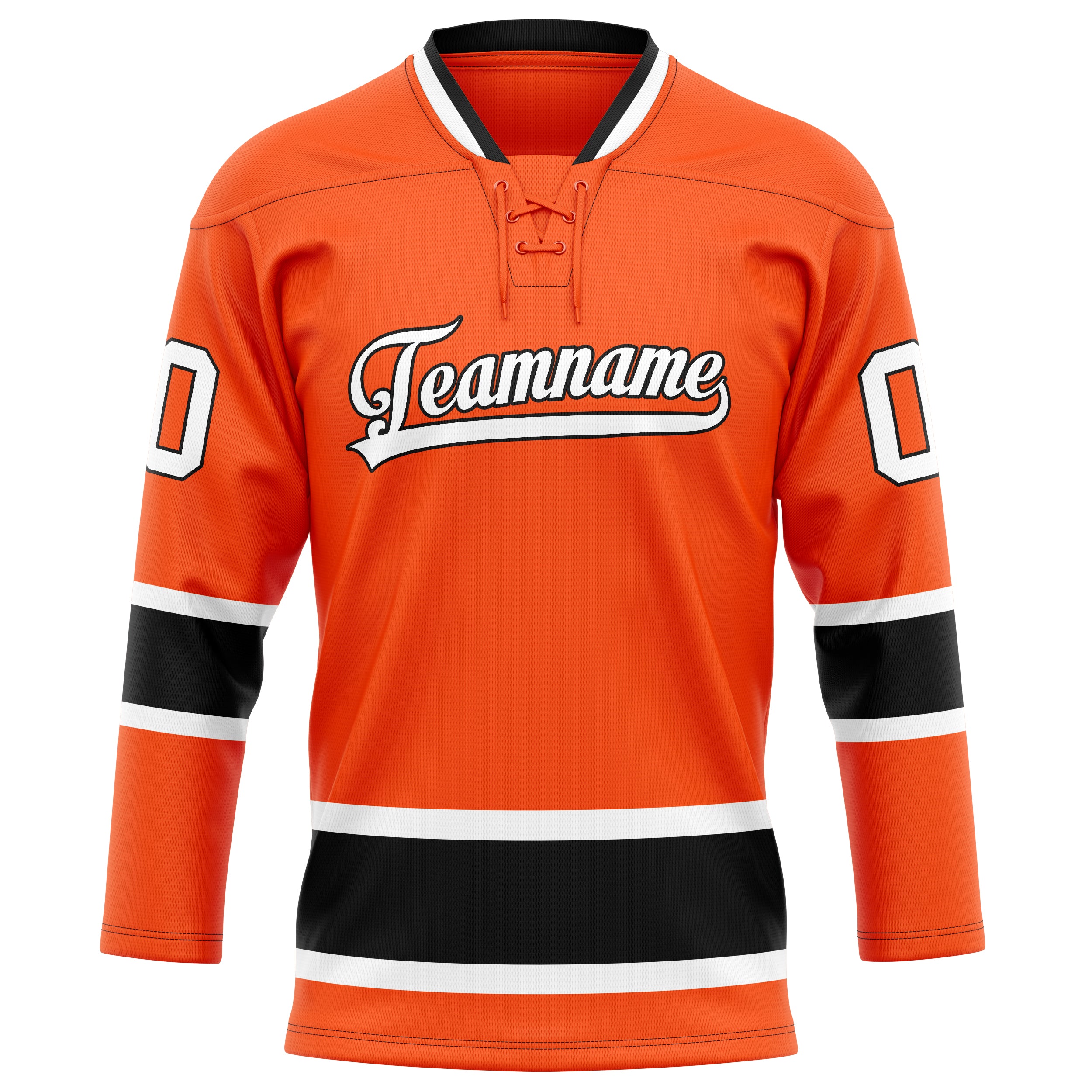 Maßgeschneidertes Professionelles Orange Schwarz Eishockeytrikot