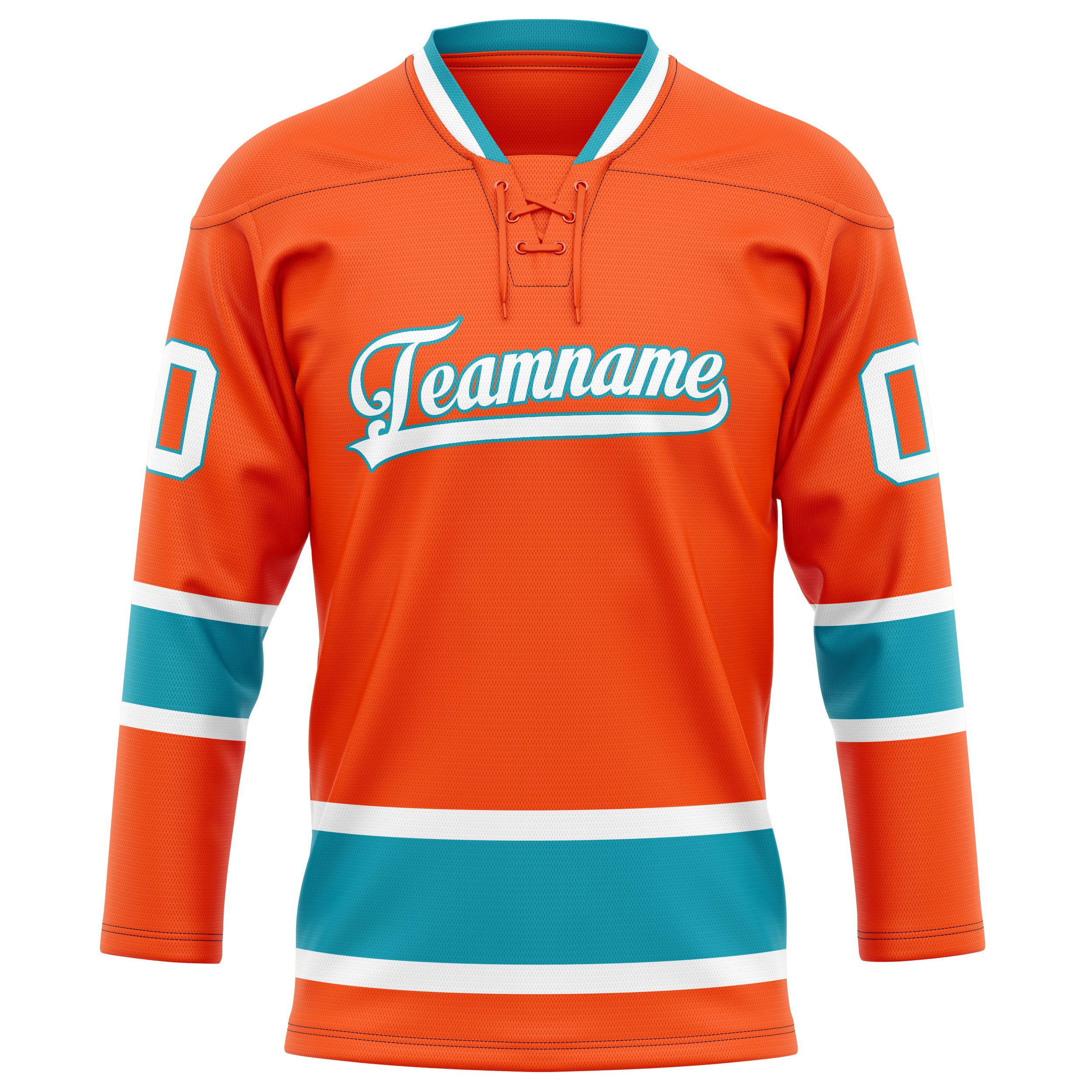 Maßgeschneidertes Professionelles Orange Blaugrün Eishockeytrikot