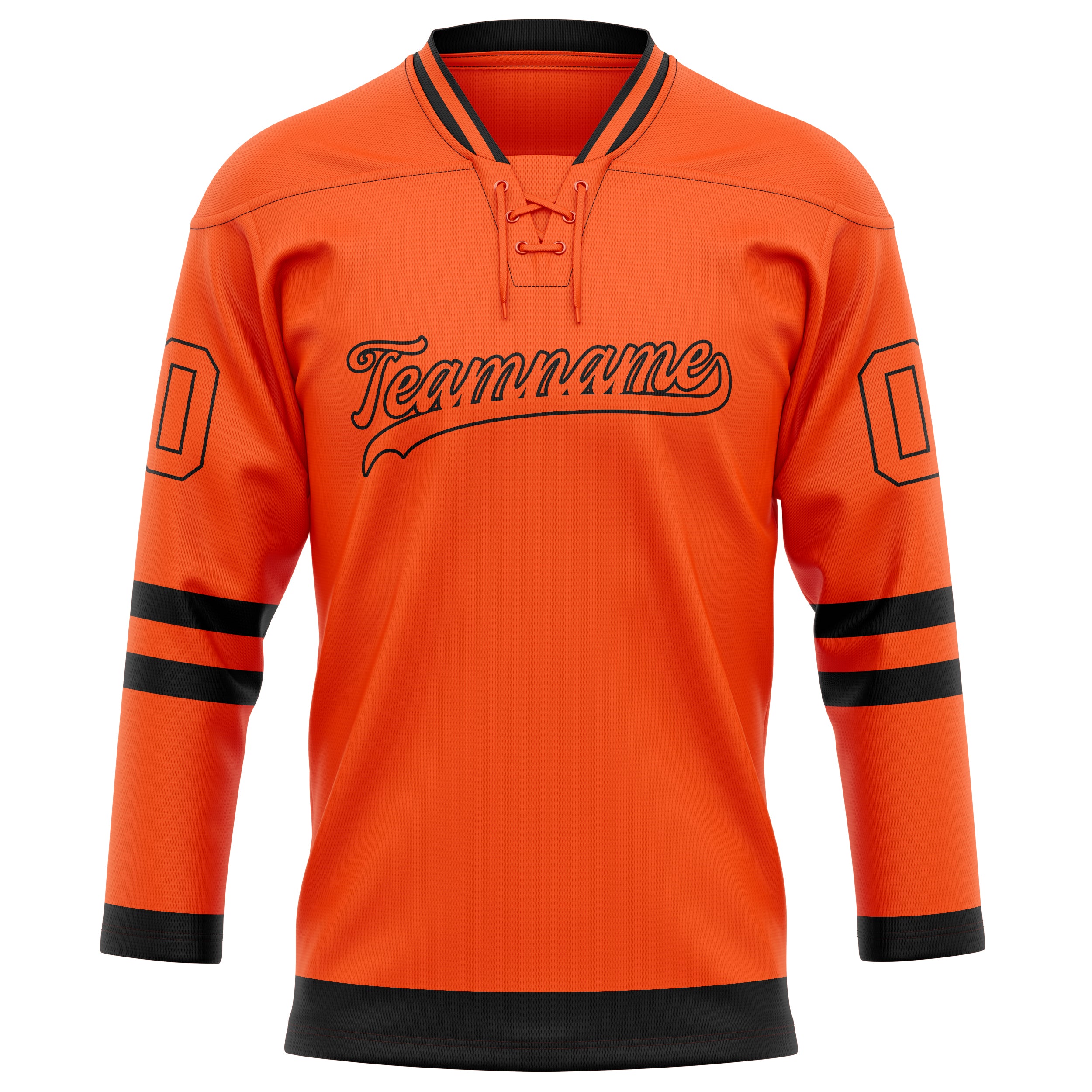 Maßgeschneidertes Professionelles Orange Schwarz Eishockeytrikot