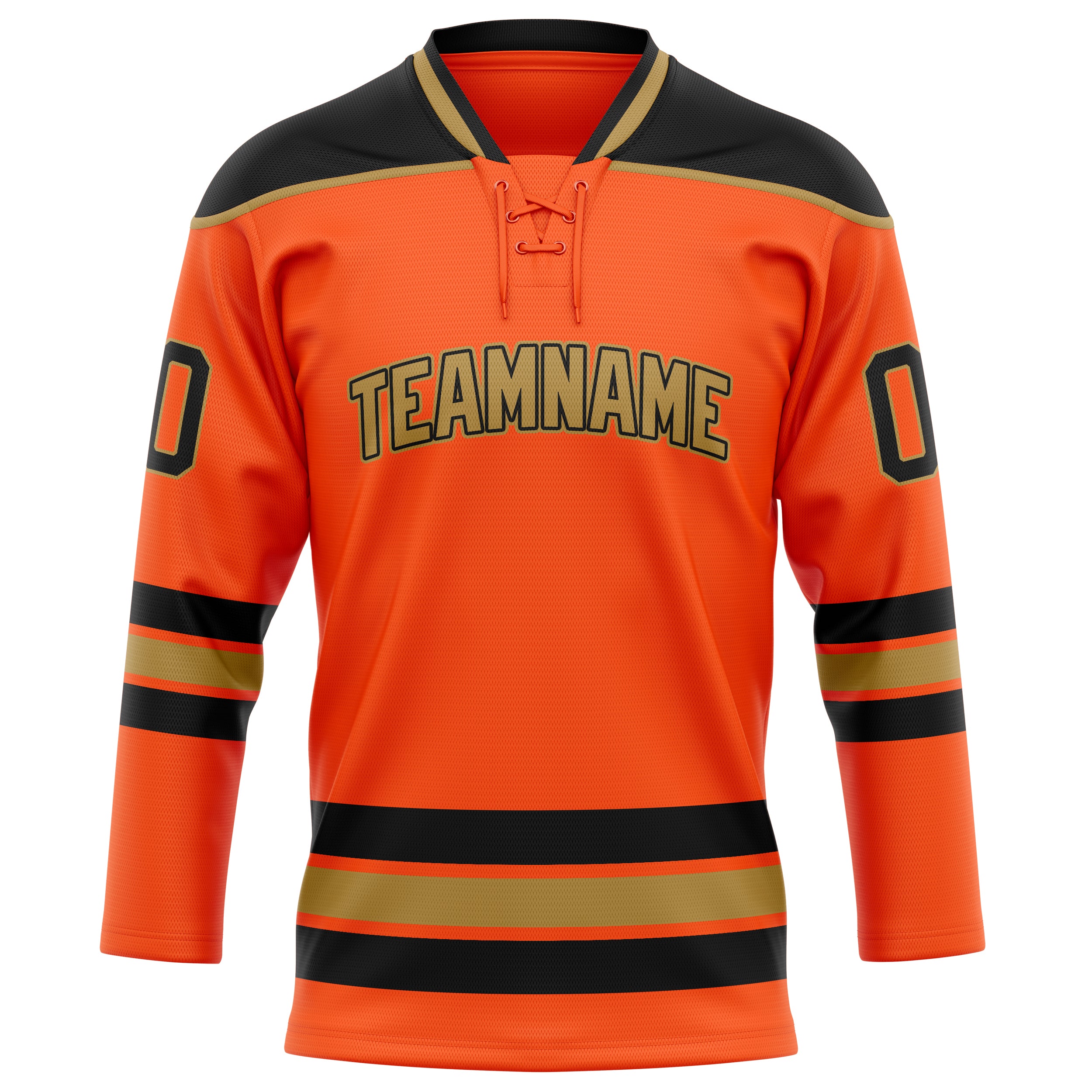 Maßgeschneidertes Professionelles Orange Schwarz Eishockeytrikot