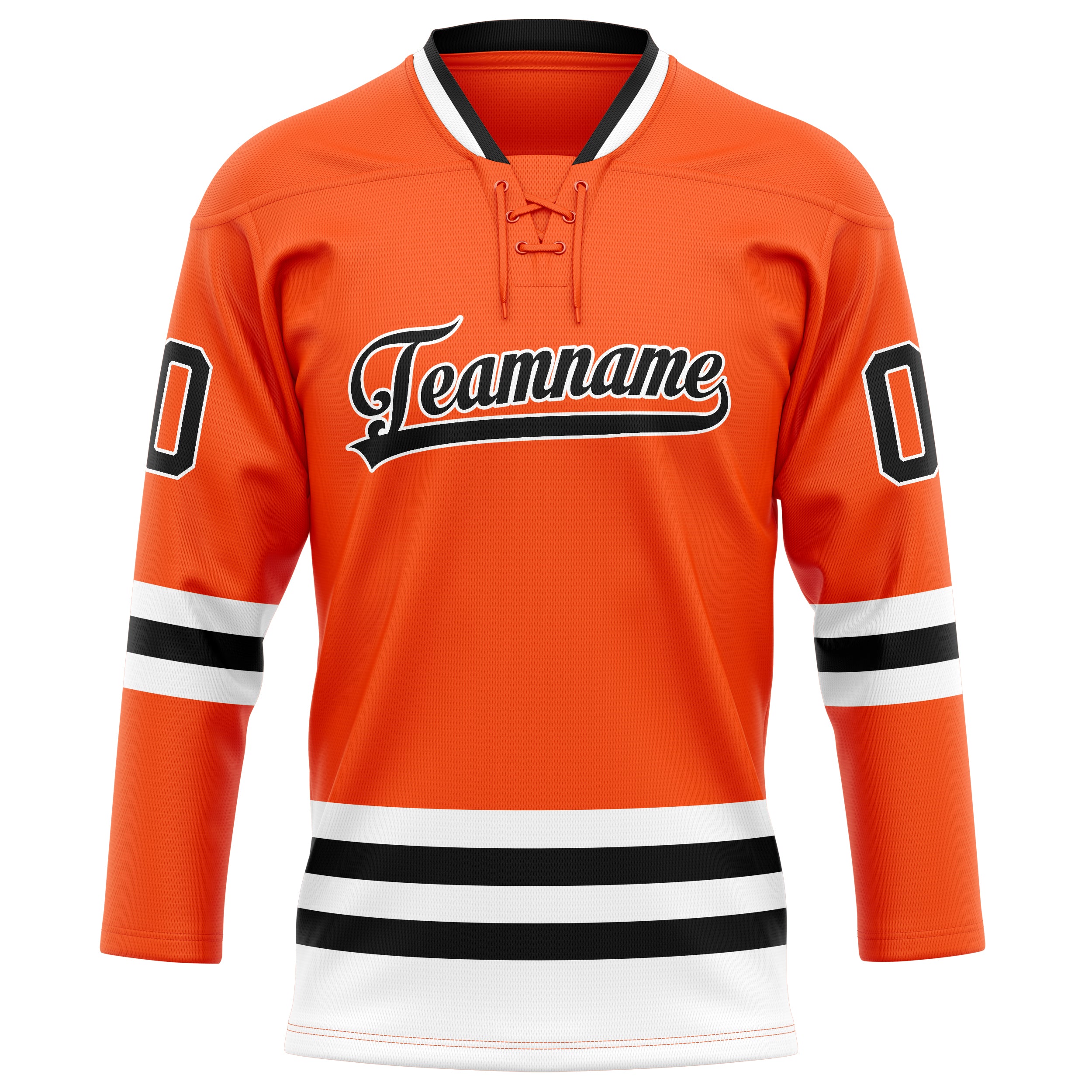 Maßgeschneidertes Professionelles Orange Schwarz Eishockeytrikot