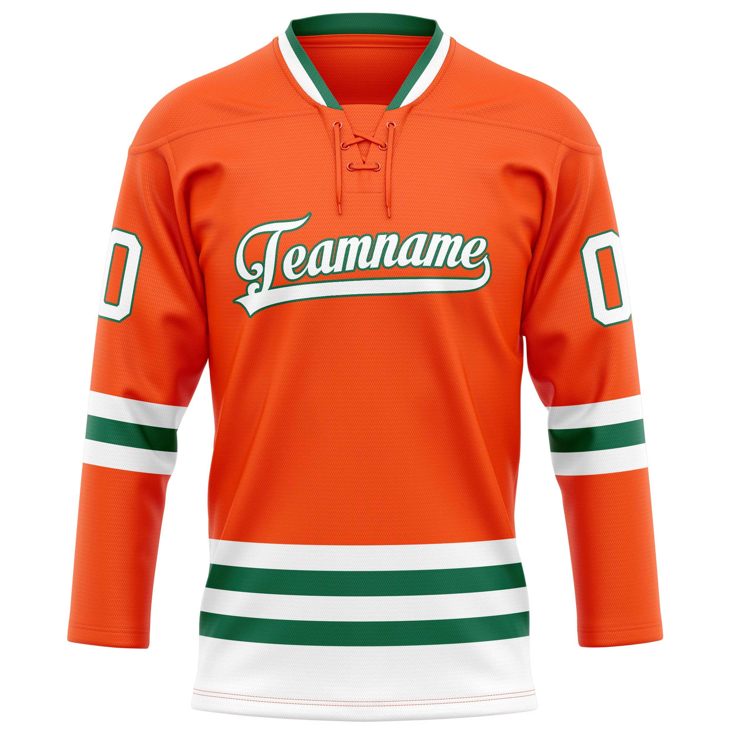 Maßgeschneidertes Professionelles Orange Kelly Grün Eishockeytrikot
