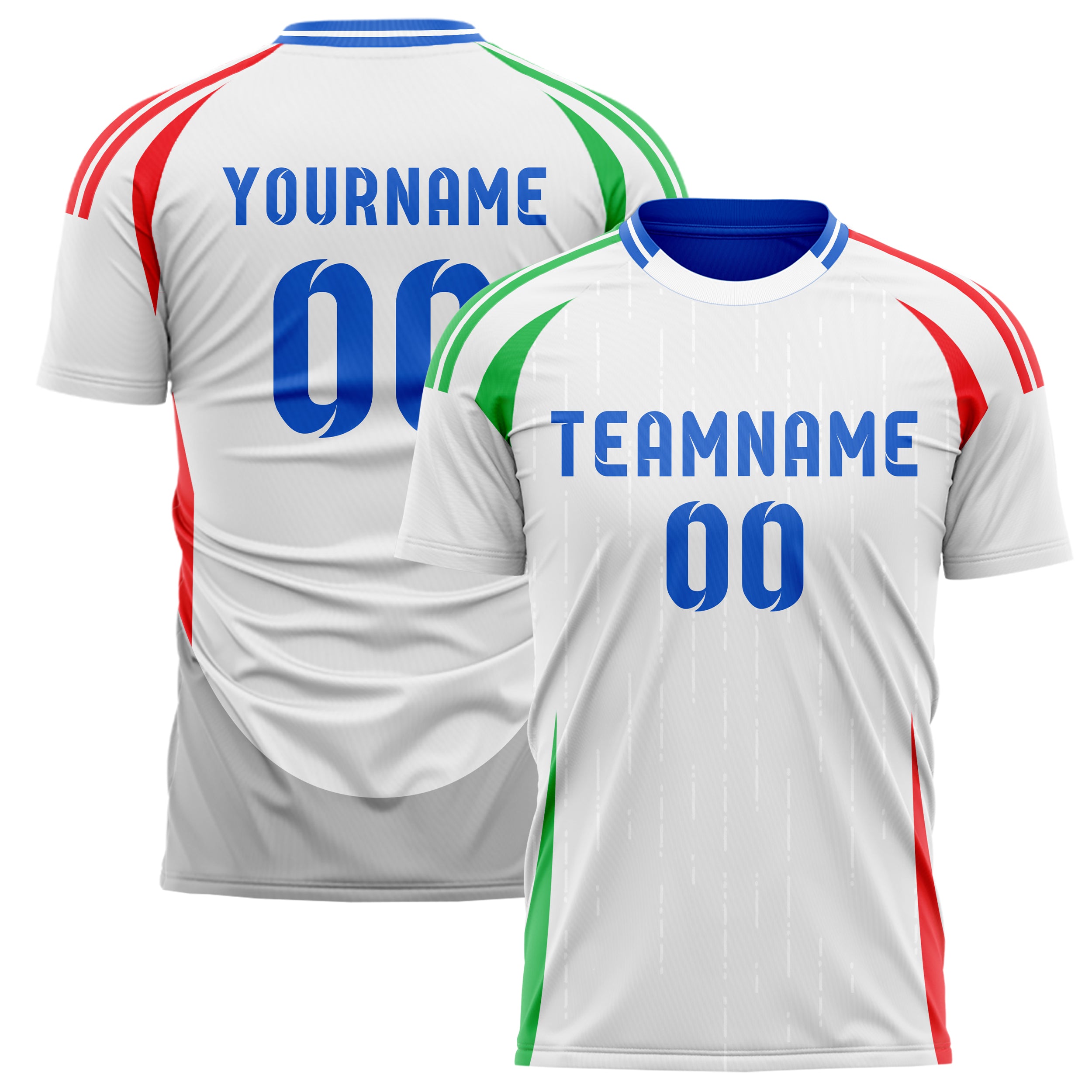 Italija Away nogometni dres izgleda s željenim imenom, brojem i logotipom