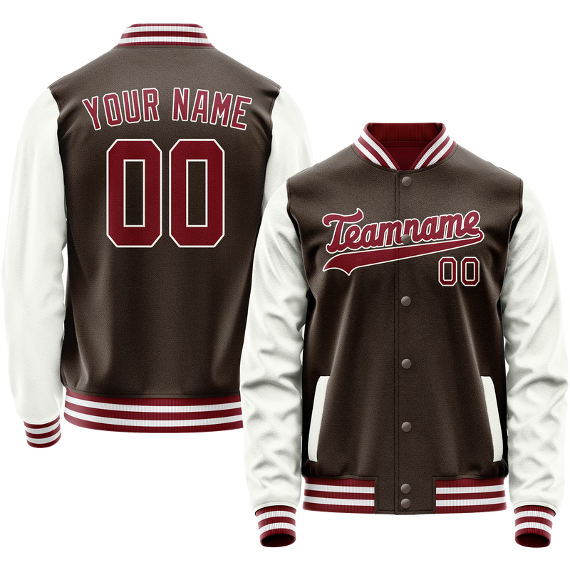 Maßgeschneidertes Braun Weiß Collegejacke JA02240617XF076