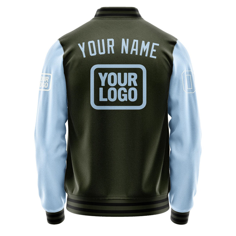 Maßgeschneidertes Dunkles Oliv Hellblau Jacke JA020208021718080818