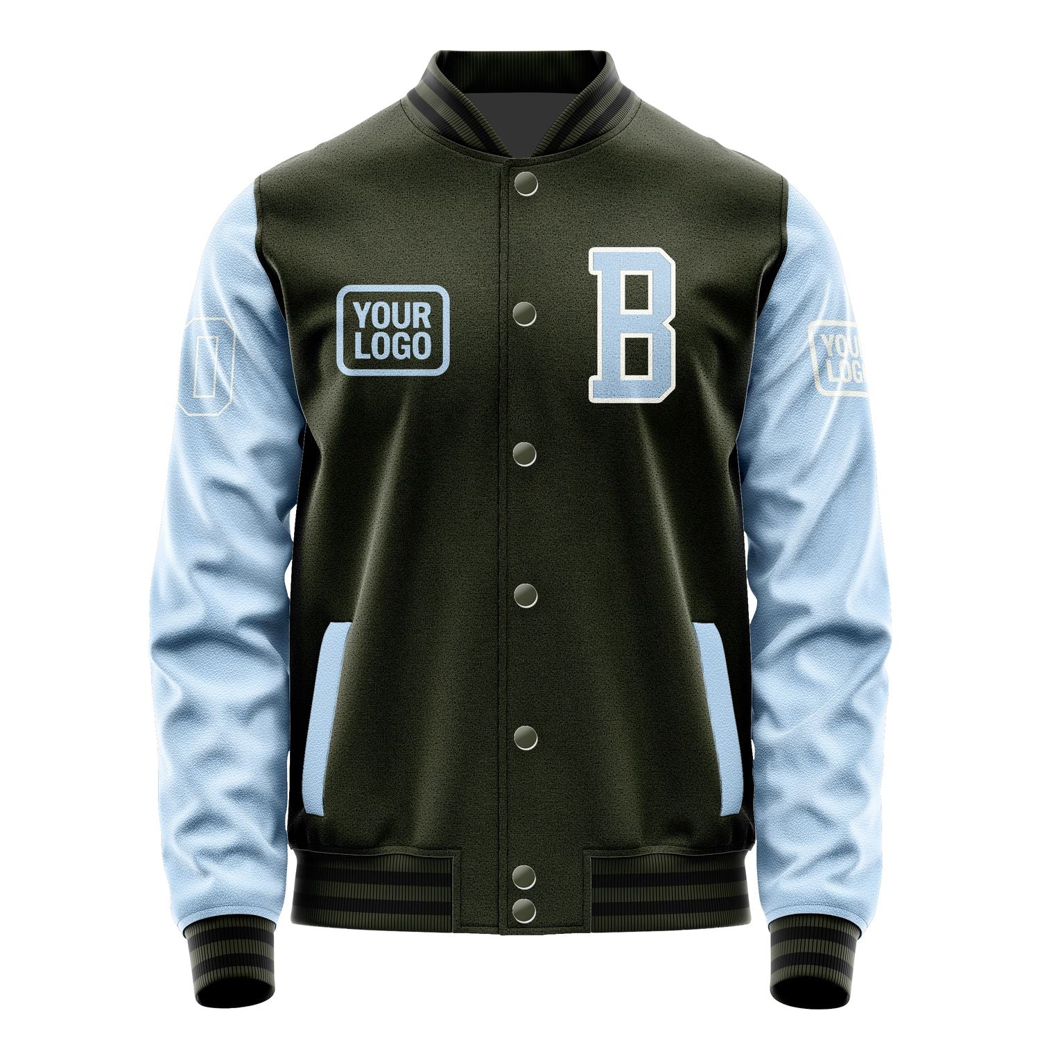Maßgeschneidertes Dunkles Oliv Hellblau Jacke JA020208021718080818