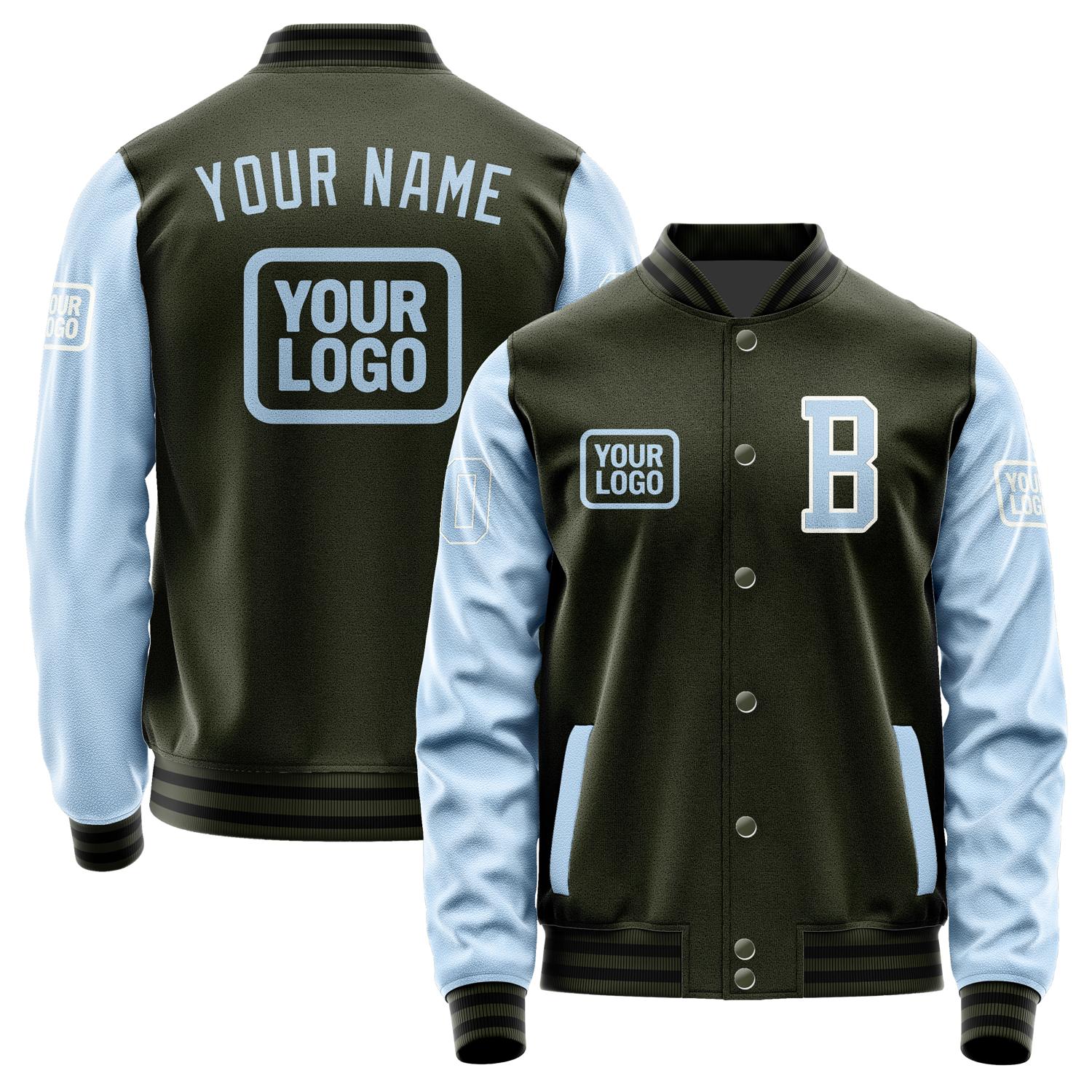 Maßgeschneidertes Dunkles Oliv Hellblau Jacke JA020208021718080818