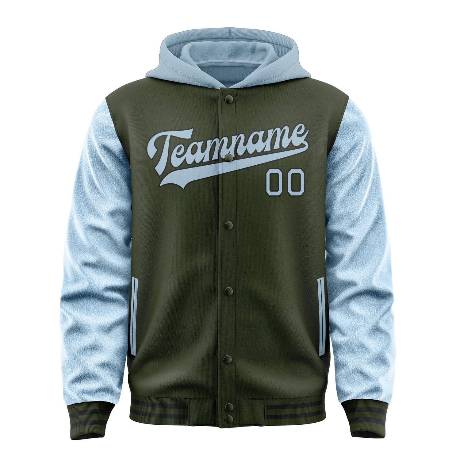 Maßgeschneidertes Dunkles Oliv Hellblau Jacke