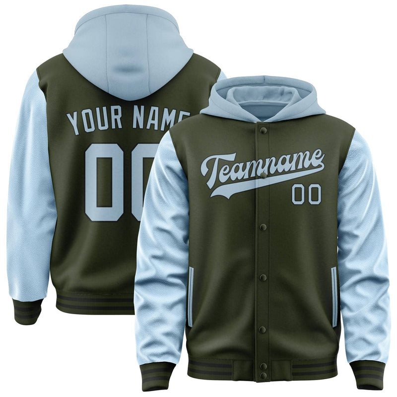 Maßgeschneidertes Dunkles Oliv Hellblau Jacke JA020208021718080818
