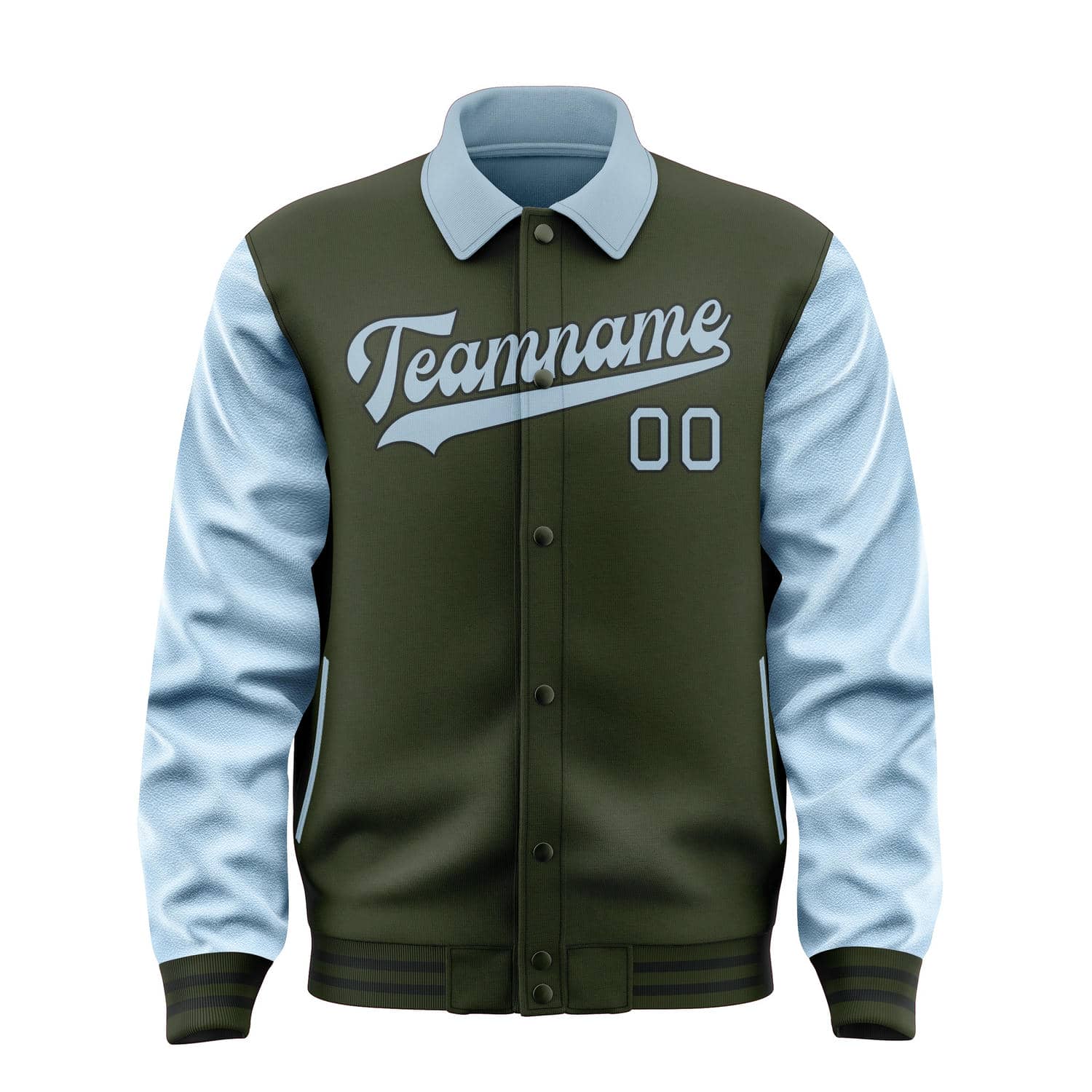 Maßgeschneidertes Dunkles Oliv Hellblau Jacke