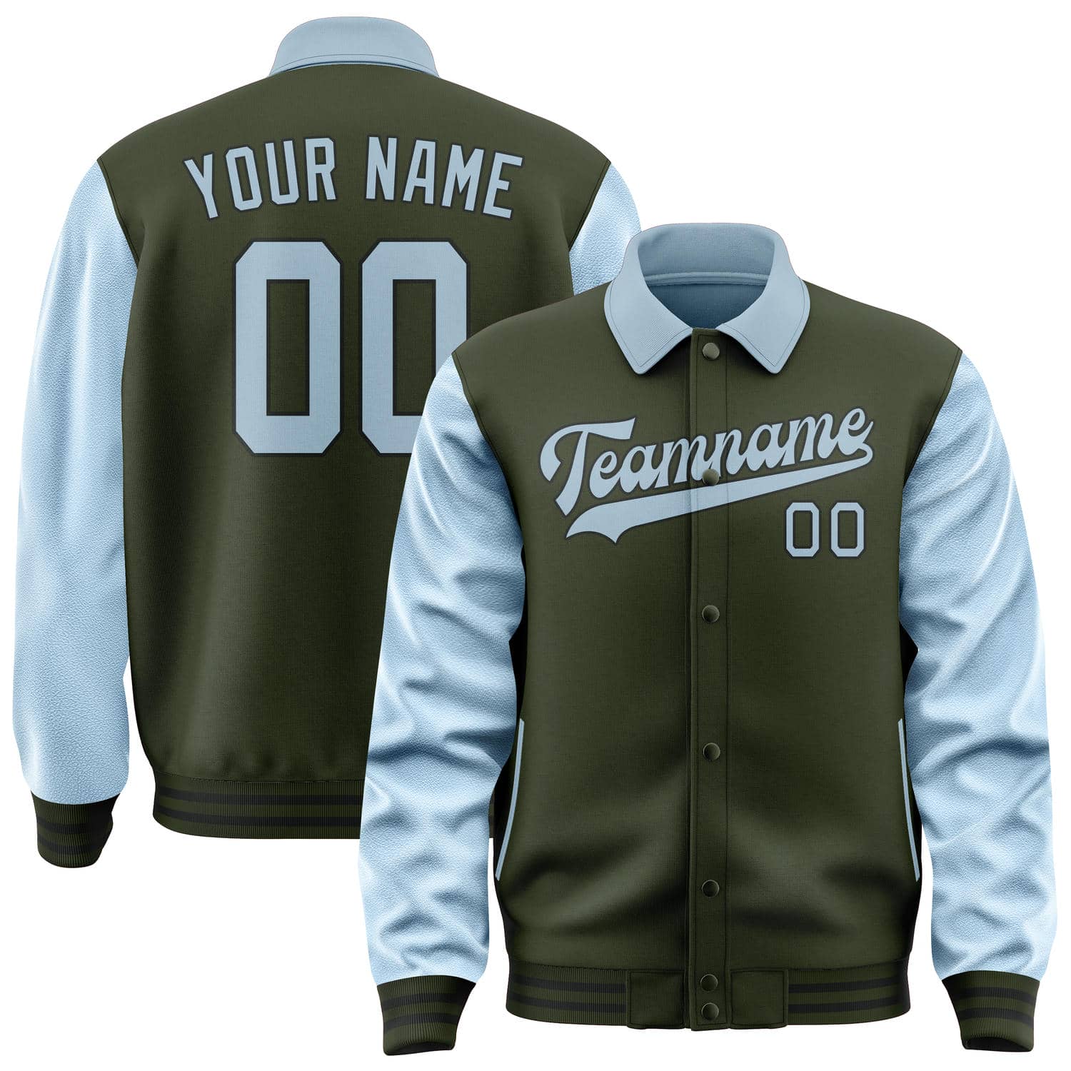 Maßgeschneidertes Dunkles Oliv Hellblau Jacke JA020208021718080818