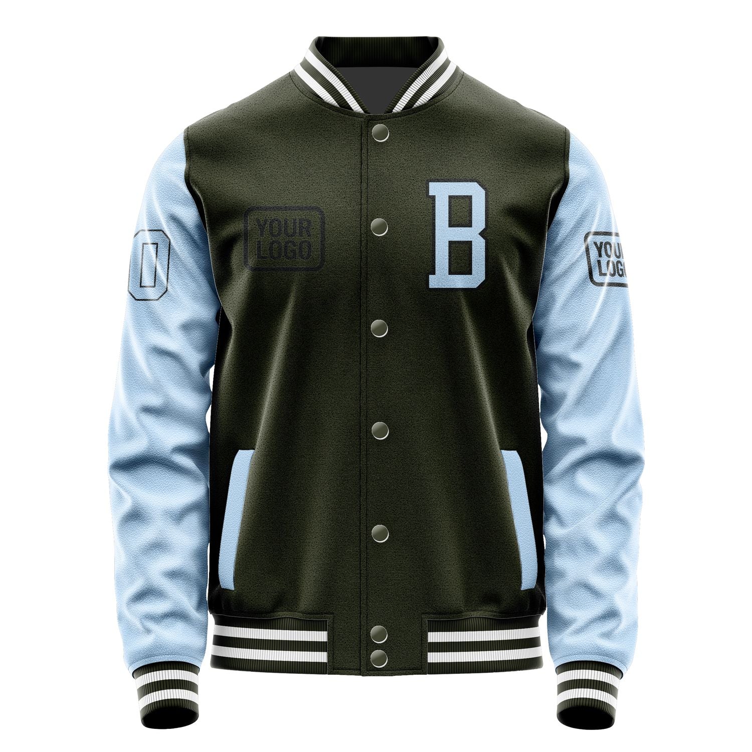 Maßgeschneidertes Dunkles Oliv Hellblau Jacke JA020208021817080817