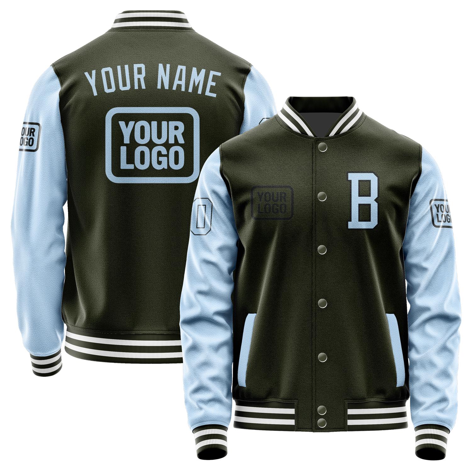 Maßgeschneidertes Dunkles Oliv Hellblau Jacke JA020208021817080817