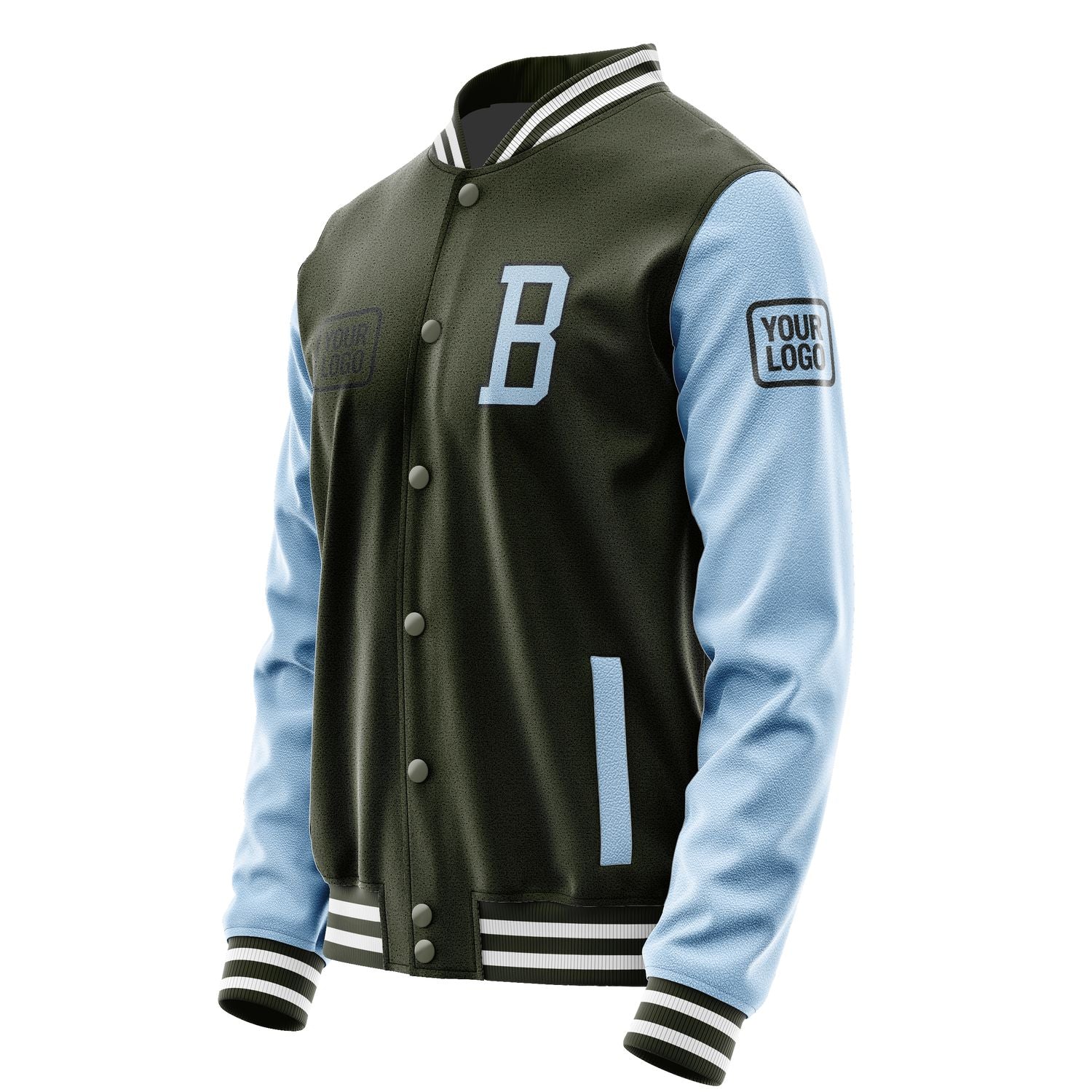 Maßgeschneidertes Dunkles Oliv Hellblau Jacke JA020208021817080817