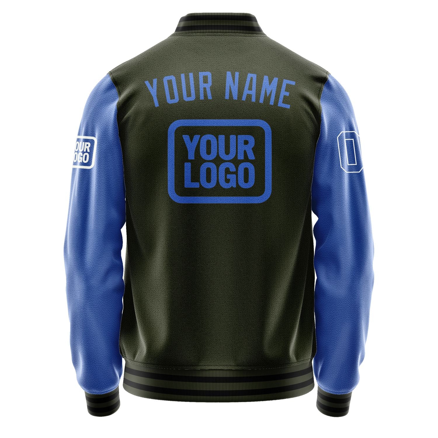 Maßgeschneidertes Dunkles Oliv Himmelblau Jacke JA020209021718090918