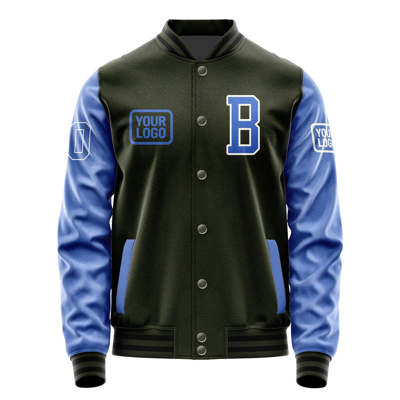 Maßgeschneidertes Dunkles Oliv Himmelblau Jacke JA020209021718090918