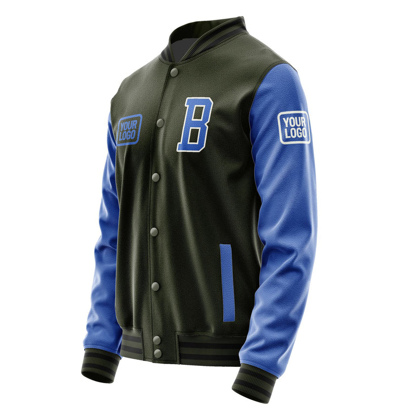 Maßgeschneidertes Dunkles Oliv Himmelblau Jacke JA020209021718090918