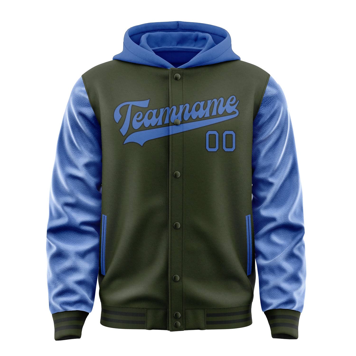 Maßgeschneidertes Dunkles Oliv Himmelblau Jacke