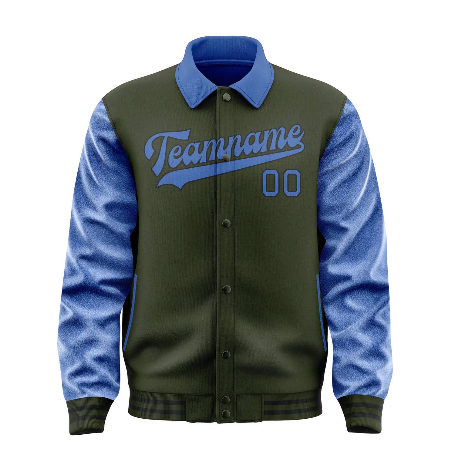 Maßgeschneidertes Dunkles Oliv Himmelblau Jacke