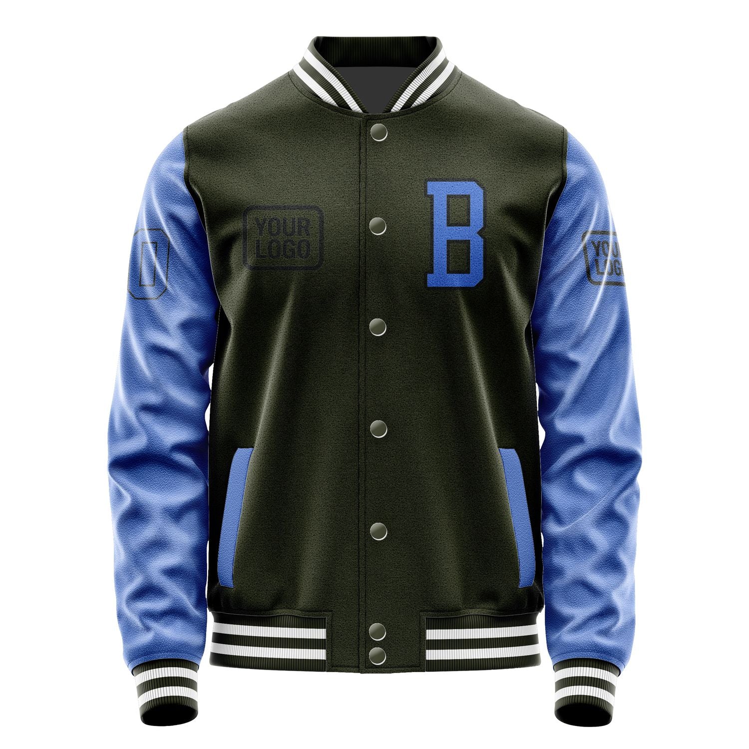 Maßgeschneidertes Dunkles Oliv Himmelblau Jacke JA020209021817090917
