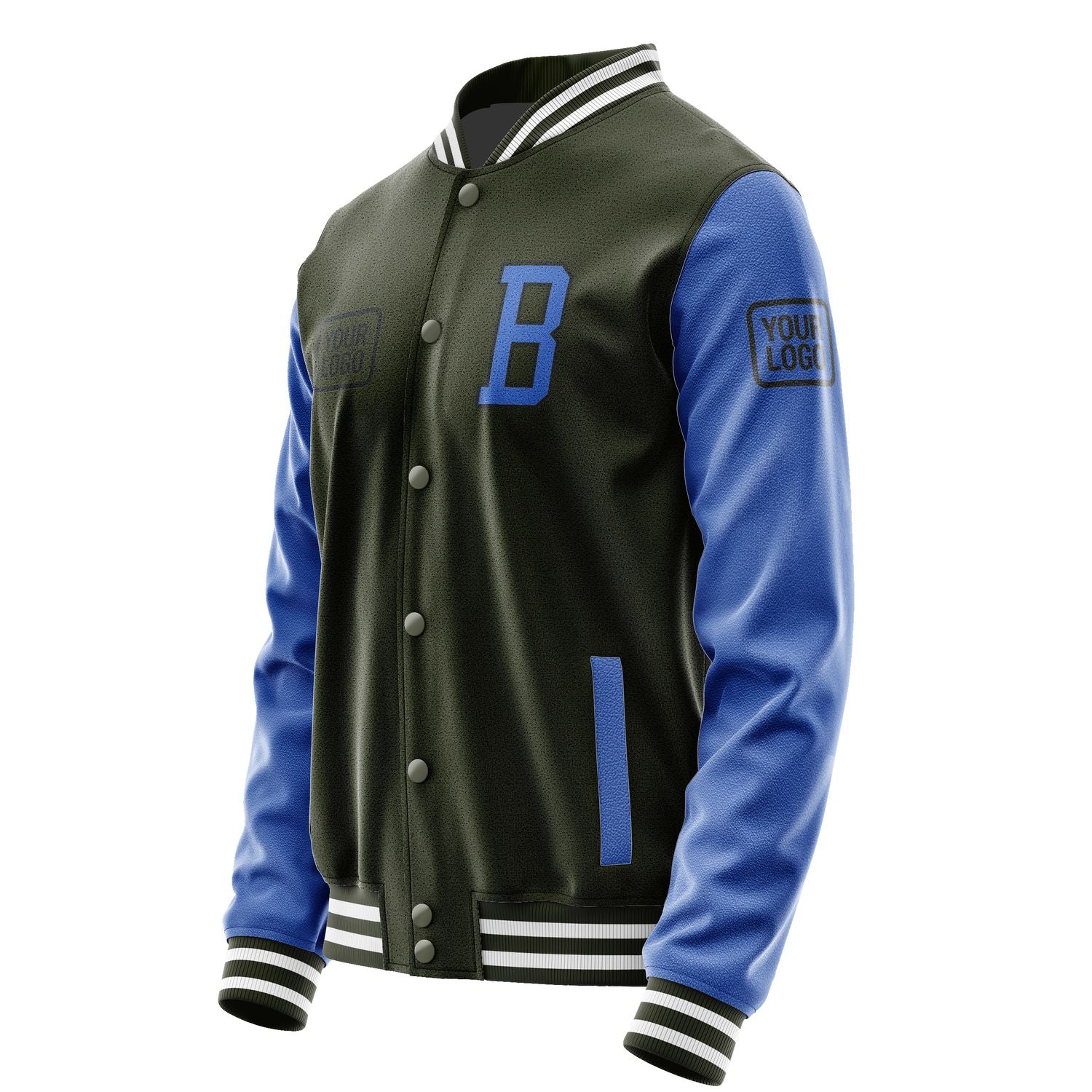 Maßgeschneidertes Dunkles Oliv Himmelblau Jacke JA020209021817090917