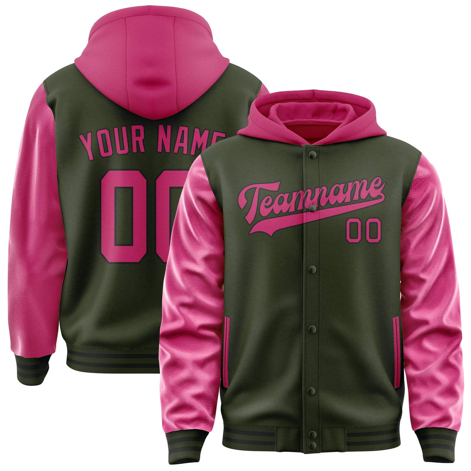 Maßgeschneidertes Dunkles Oliv Rosarot Jacke JA020213021718131318