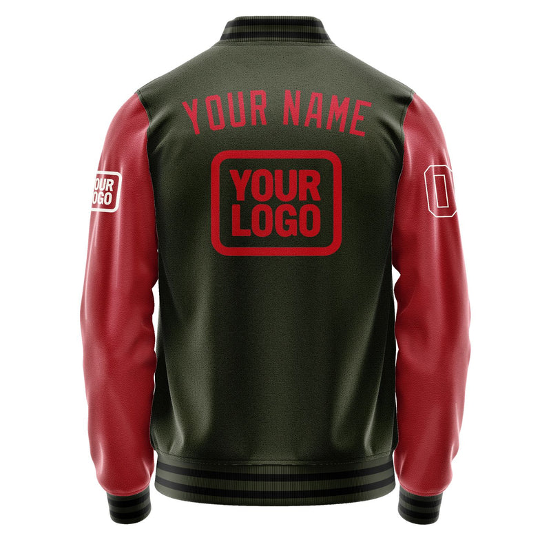 Maßgeschneidertes Dunkles Oliv Rot Jacke JA020214021718141418