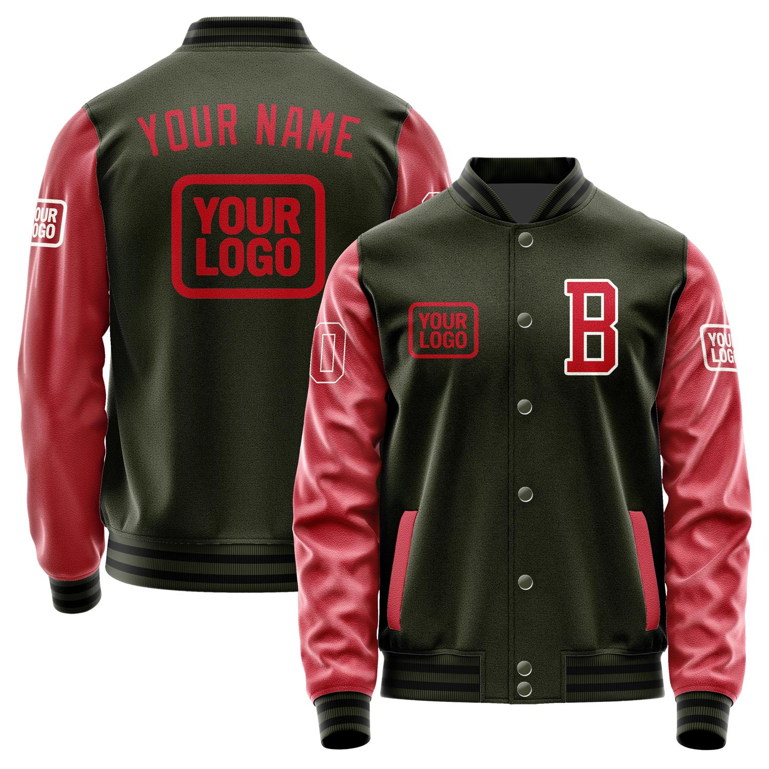 Maßgeschneidertes Dunkles Oliv Rot Jacke JA020214021718141418