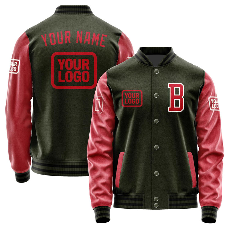 Maßgeschneidertes Dunkles Oliv Rot Jacke JA020214021718141418