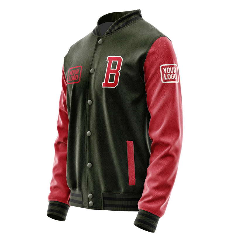 Maßgeschneidertes Dunkles Oliv Rot Jacke JA020214021718141418