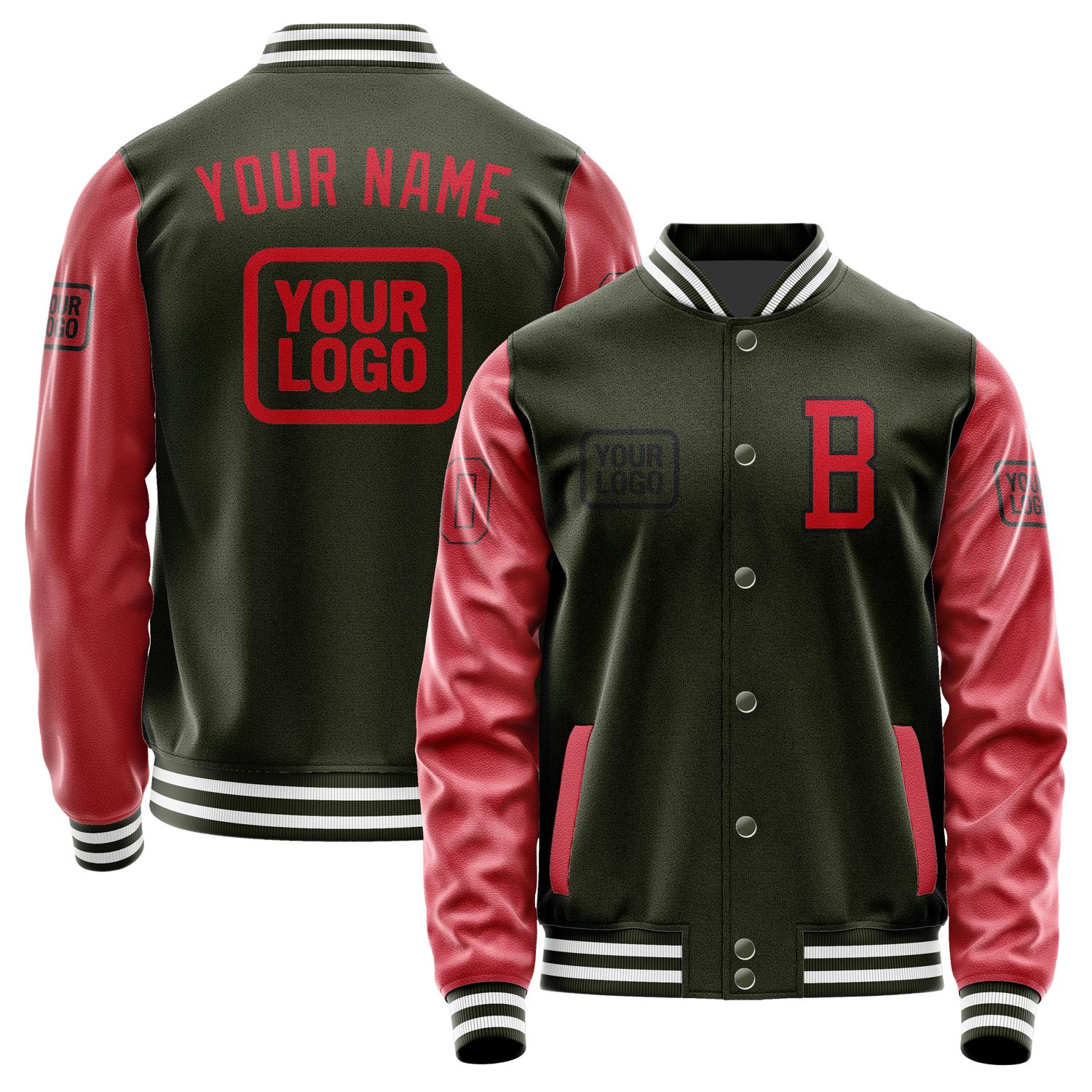 Maßgeschneidertes Dunkles Oliv Rot Jacke JA020214021817141417