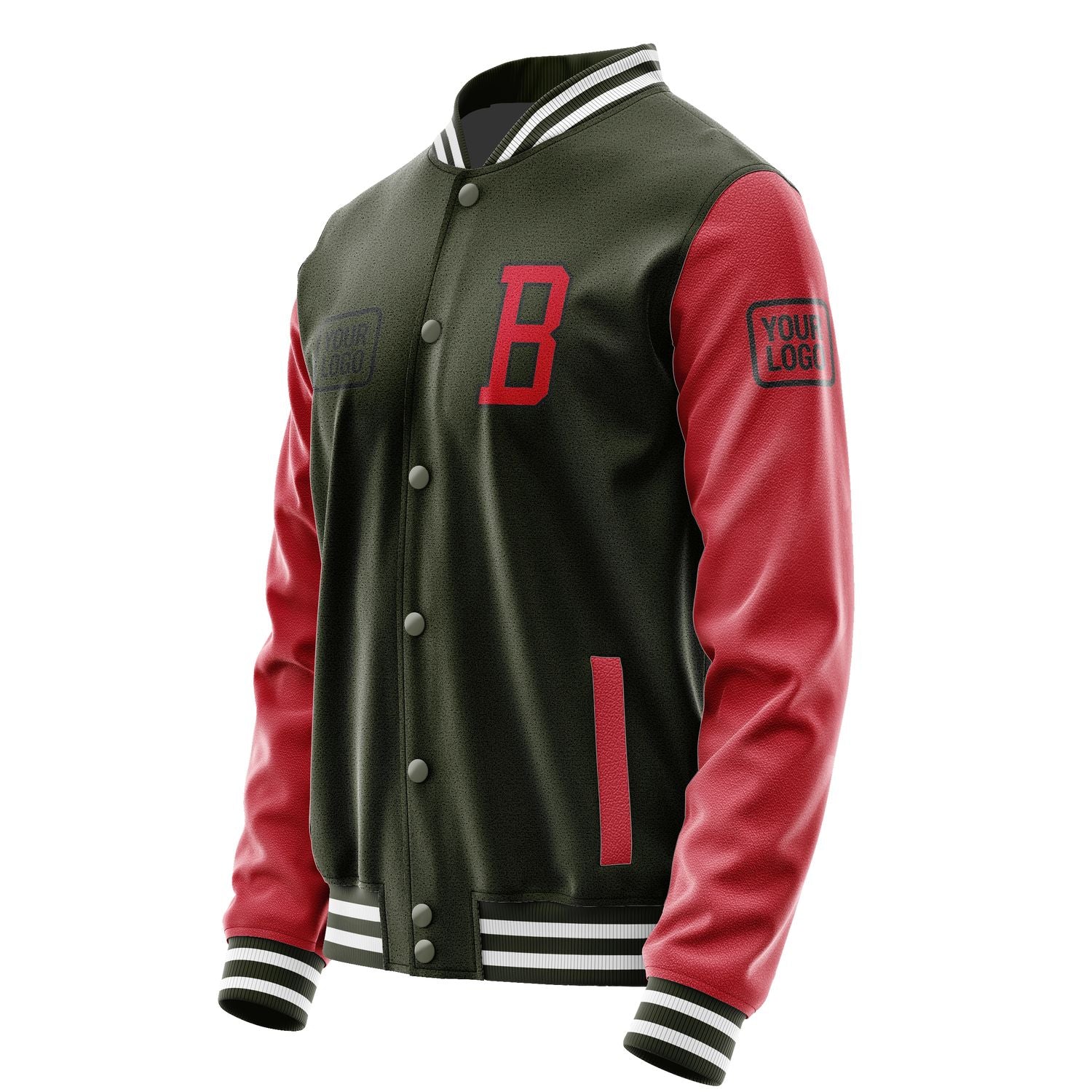 Maßgeschneidertes Dunkles Oliv Rot Jacke JA020214021817141417