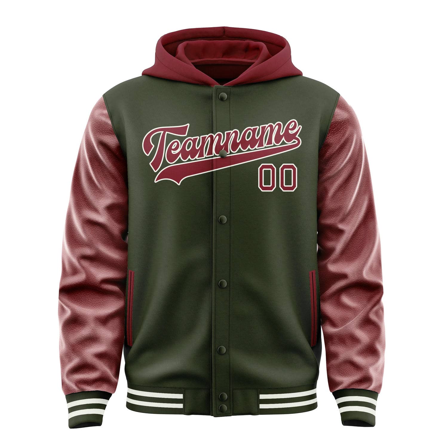 Maßgeschneidertes Dunkles Oliv Karmesinrot Jacke