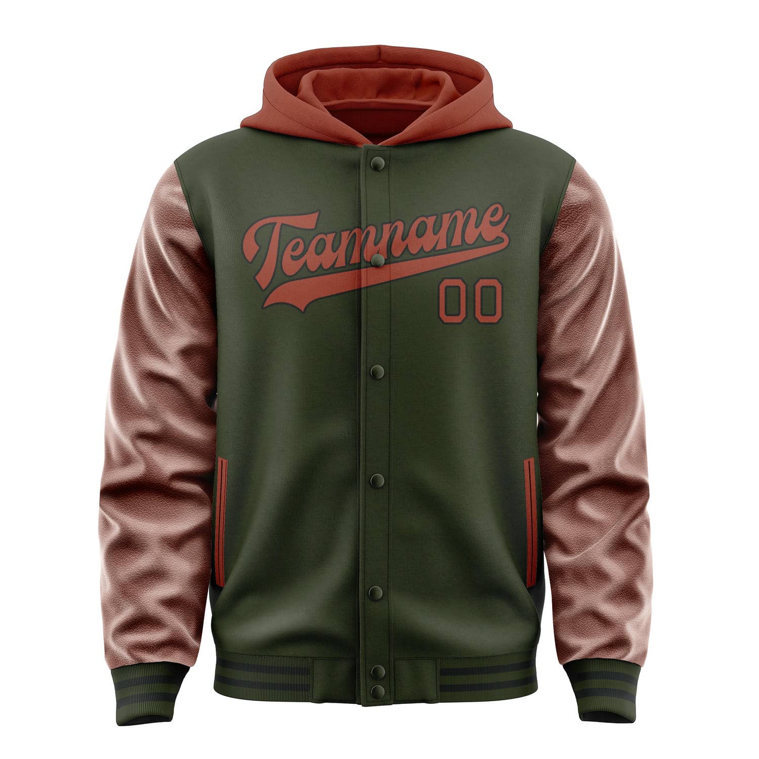 Maßgeschneidertes Dunkles Oliv Korallenrot Jacke