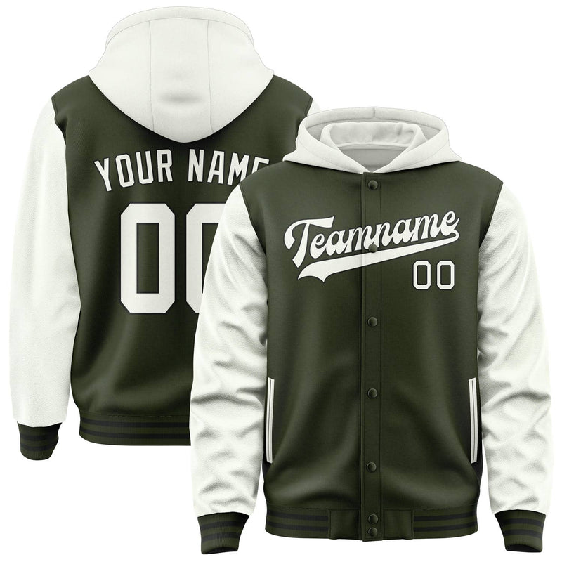 Maßgeschneidertes Dunkles Oliv Weiß Jacke JA020218021718181818