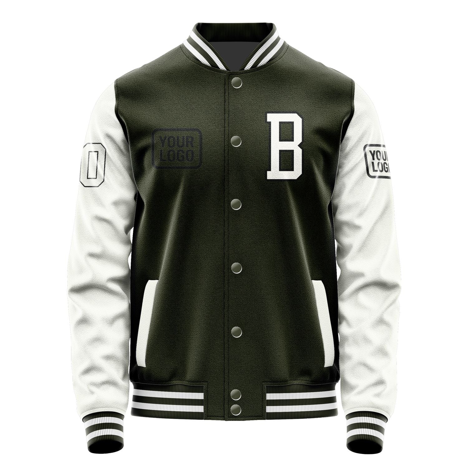Maßgeschneidertes Dunkles Oliv Weiß Jacke JA020218021817181817