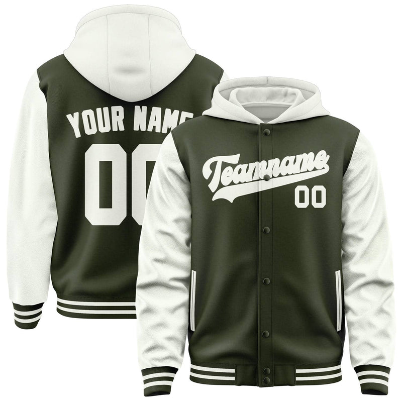 Maßgeschneidertes Dunkles Oliv Weiß Jacke JA020218021817181817