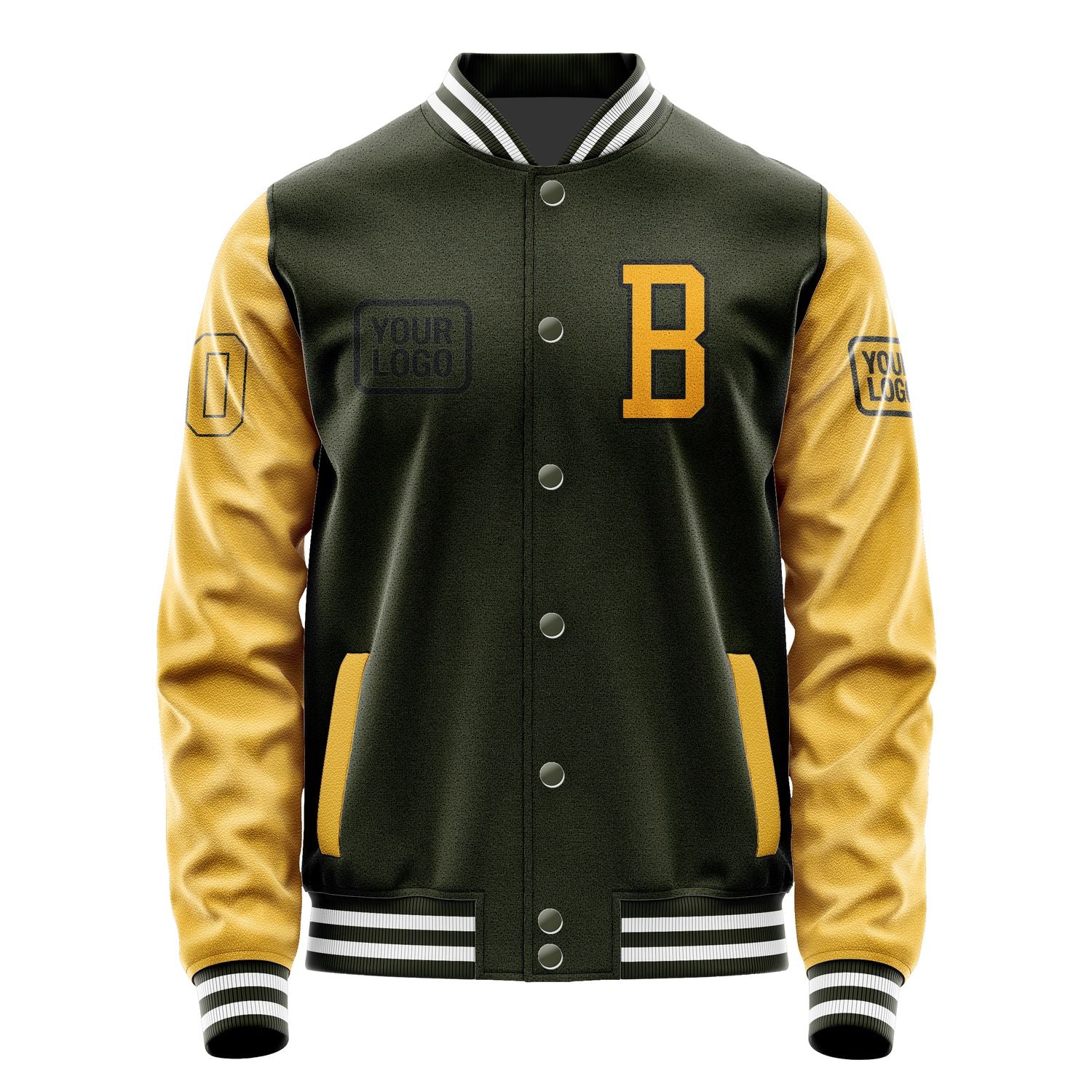 Maßgeschneidertes Dunkles Oliv Gelb Jacke JA020219021817191917