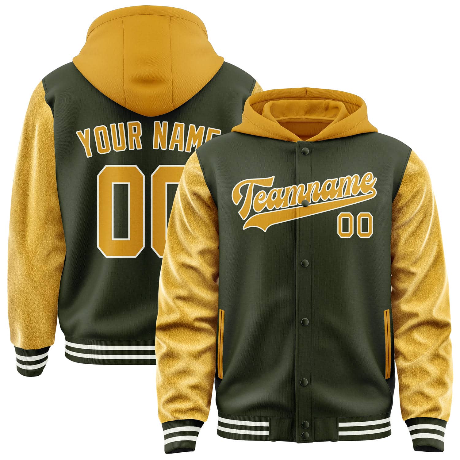 Maßgeschneidertes Dunkles Oliv Gelb Jacke JA020219021817191917