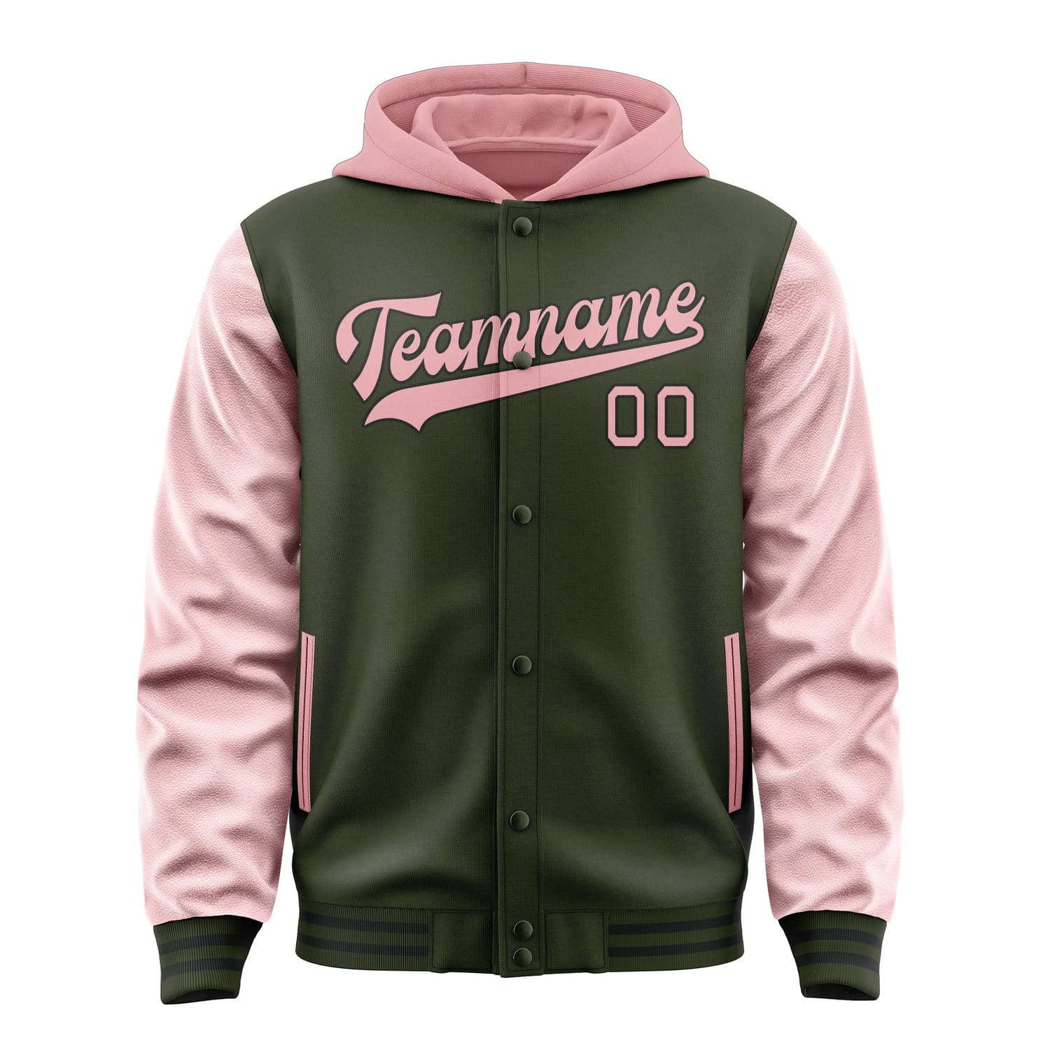 Maßgeschneidertes Dunkles Oliv Rosa Jacke