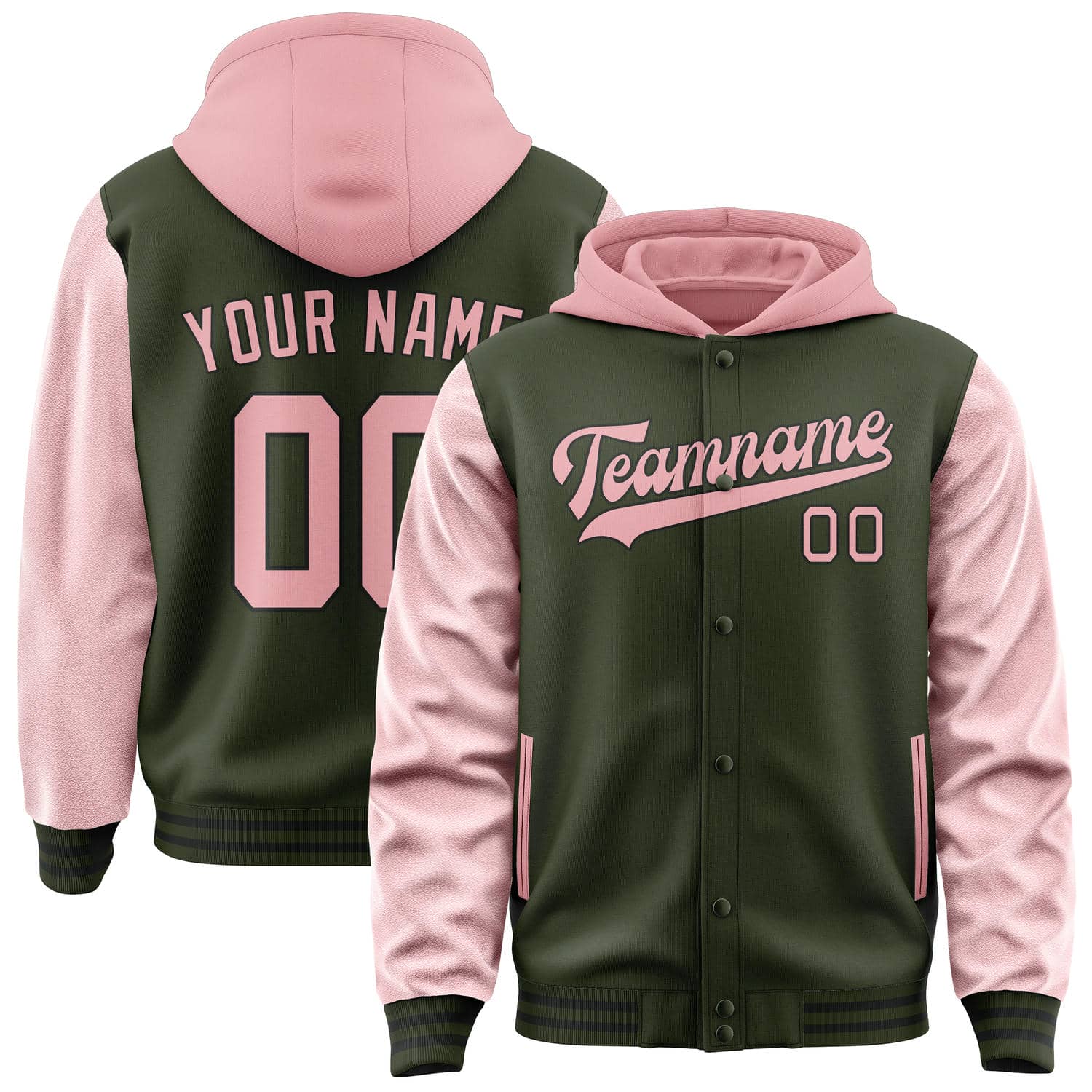 Maßgeschneidertes Dunkles Oliv Rosa Jacke JA020221021718212118