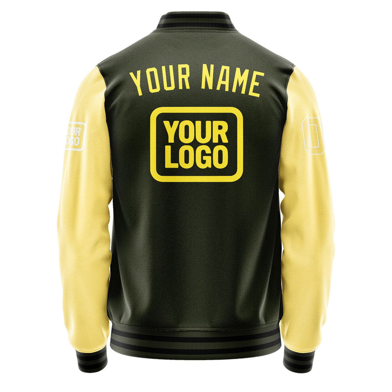 Maßgeschneidertes Dunkles Oliv Blassgelb Jacke JA020226021718262618