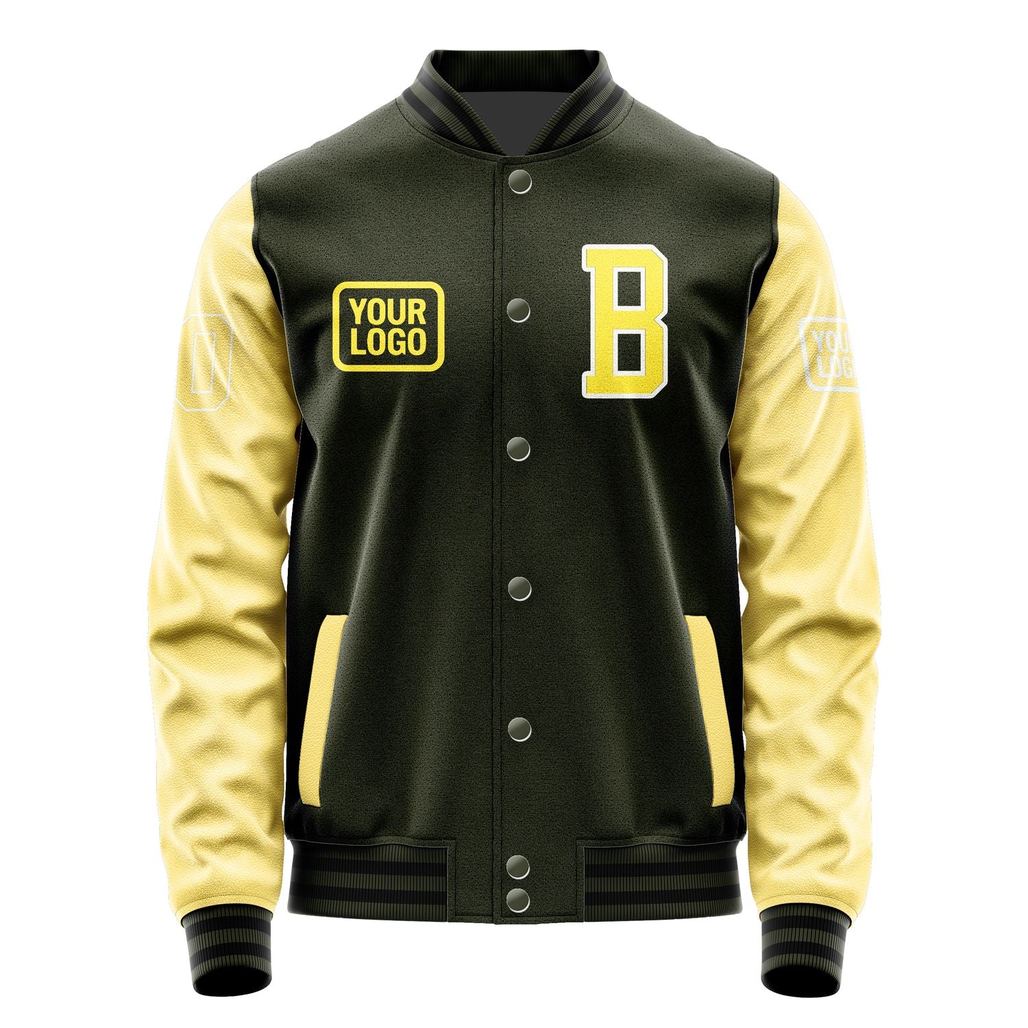 Maßgeschneidertes Dunkles Oliv Blassgelb Jacke JA020226021718262618