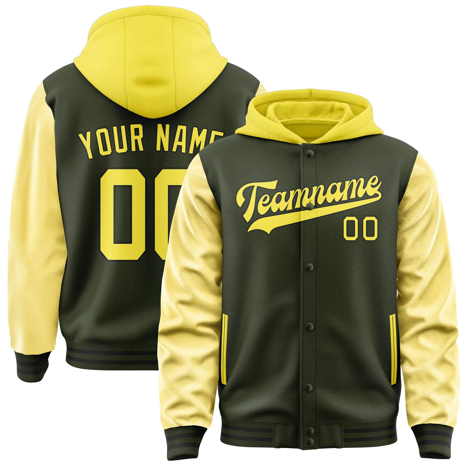 Maßgeschneidertes Dunkles Oliv Blassgelb Jacke JA020226021718262618