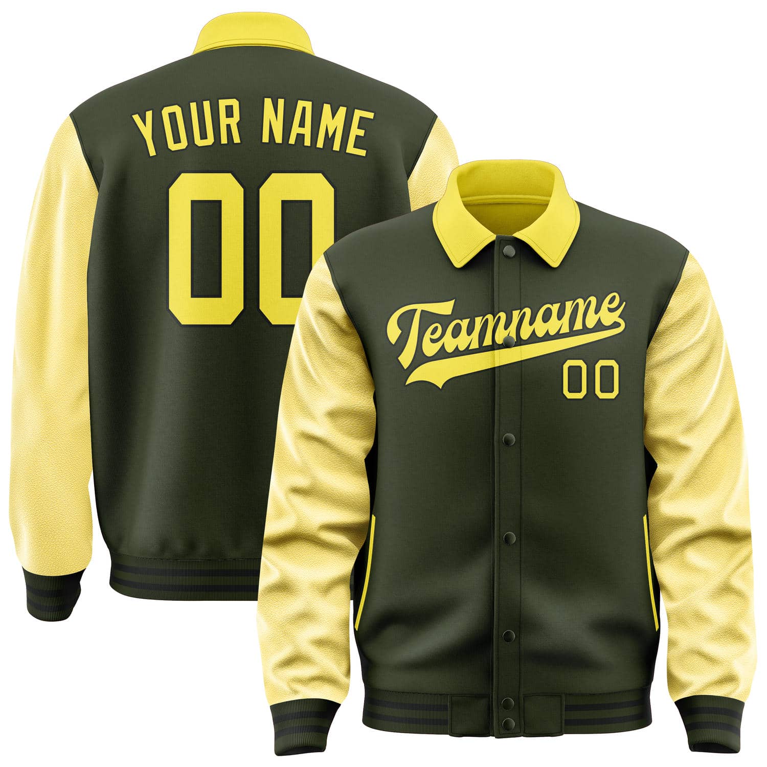 Maßgeschneidertes Dunkles Oliv Blassgelb Jacke JA020226021718262618