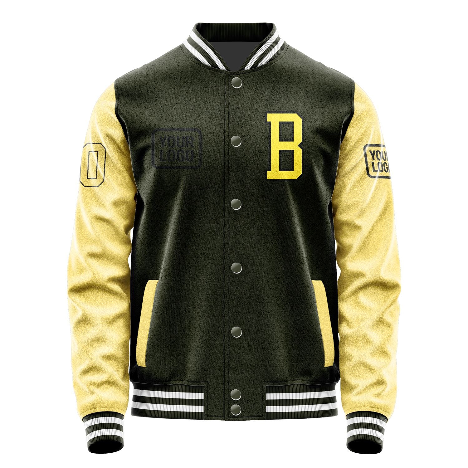 Maßgeschneidertes Dunkles Oliv Blassgelb Jacke JA020226021817262617