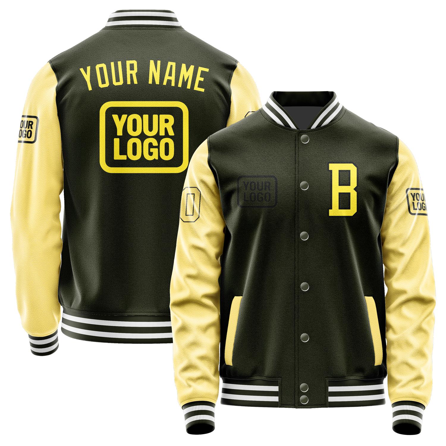 Maßgeschneidertes Dunkles Oliv Blassgelb Jacke JA020226021817262617