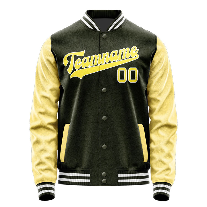 Maßgeschneidertes Dunkles Oliv Blassgelb Jacke JA0202260218B31826